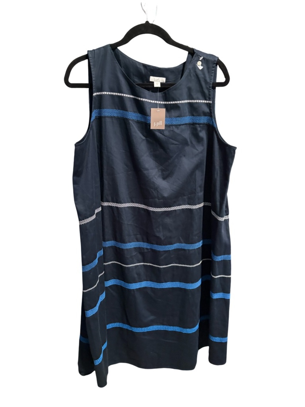 NWT J. Jill Navy Blue Embroidered Sleeveless Shift Dress - Size XL